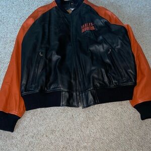 Harley-Davidson Black/Orange XXL Men’s Leather Jacket
